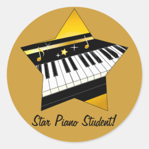 Sticker Rond Étudiant de piano d'étoile