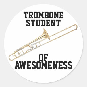 Sticker Rond Étudiant de trombone d'Awesomeness