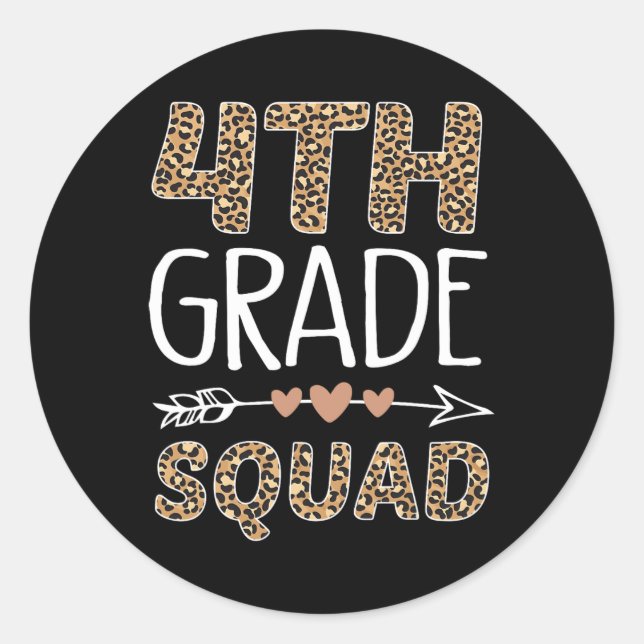 Sticker Rond Étudiant Leopard de 4e année (Devant)
