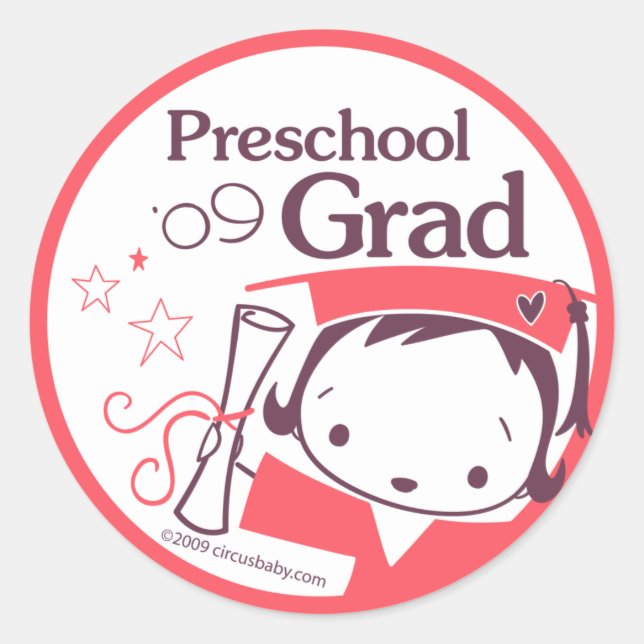 Sticker Rond Étudiante d'école maternelle (Devant)