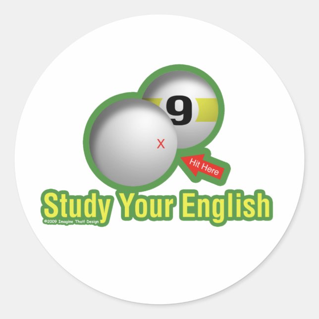 Sticker Rond Étudiez votre anglais (Devant)