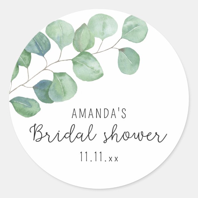 Sticker Rond Eucalyptus - Baby Shower  (Devant)