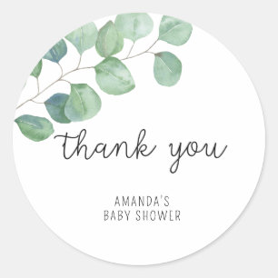 Sticker Rond Eucalyptus - baby shower merci