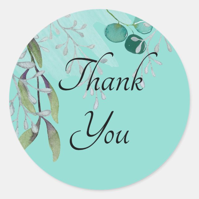 Sticker Rond Eucalyptus bleu turquoise (Devant)