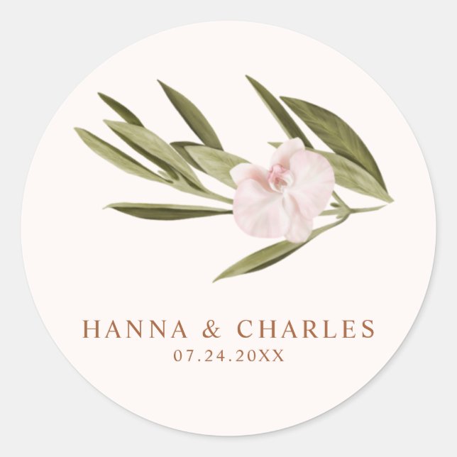 Sticker Rond Eucalyptus d'orchidée rose rubis (Devant)