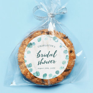 Sticker Rond Eucalyptus et Marbre : Baby Shower pour futures ma