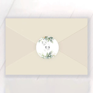 Sticker Rond Eucalyptus Feuille de verdure Mariage Classic Roun
