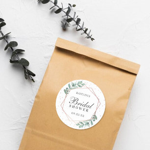 Sticker Rond Eucalyptus Géométrique Rose Or Feuille Mariage