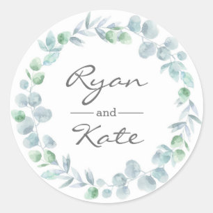 Sticker Rond Eucalyptus jardin Personnalisé Mariages autocollan