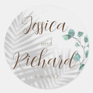 Sticker Rond Éucalyptus Mariage classique collant rond classiqu