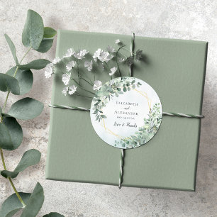 Sticker Rond Eucalyptus Mariage d'aquarelle géométrique