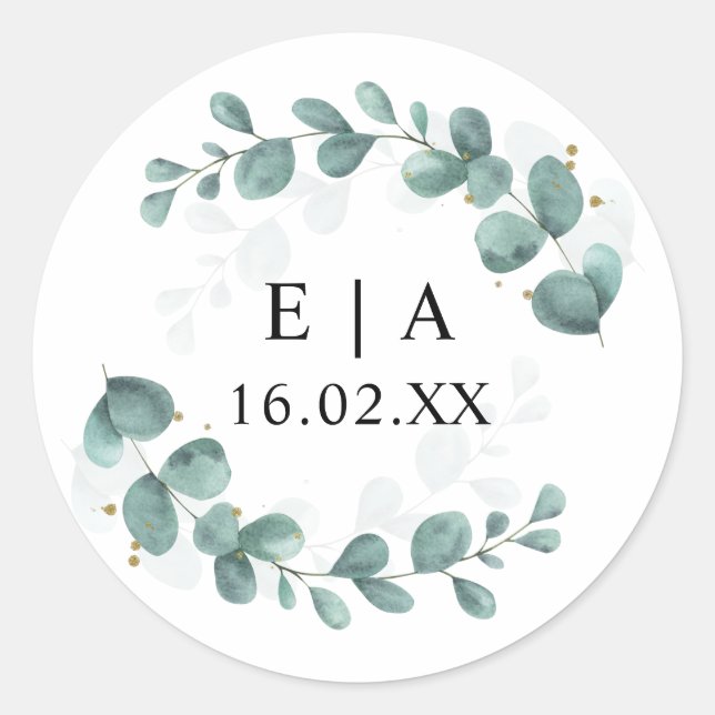 Sticker Rond Eucalyptus Mariage de verdure Bonbonniere (Devant)