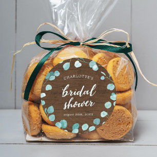 Sticker Rond Eucalyptus rustique et Fête des mariées en bois Br