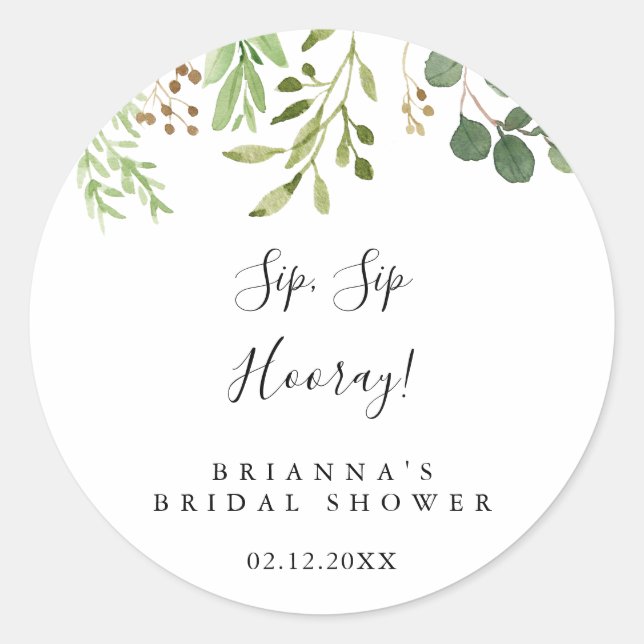 Sticker Rond Eucalyptus Simple Sip Sip Hooray Enterrement de Vi (Devant)