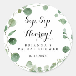 Sticker Rond Eucalyptus Sip Sip Hourra Enterrement de Vie de Je