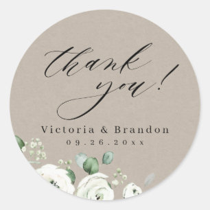 Sticker Rond Eucalyptus Verdure fleurie rustique merci