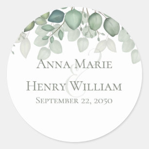 Sticker Rond Eucalyptus Verdure Mariage Favoriser Élégant Moder