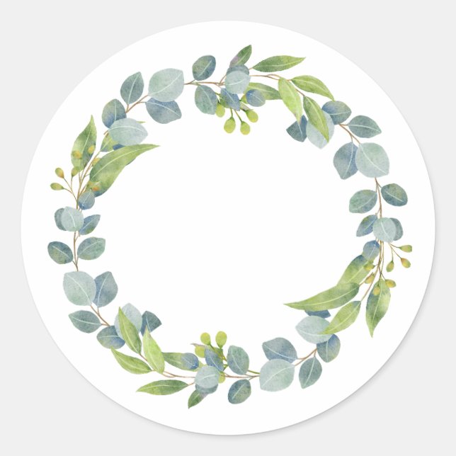 Sticker Rond Eucalyptus Wreath Wedding Envelope Seals-Set Of 20 (Devant)