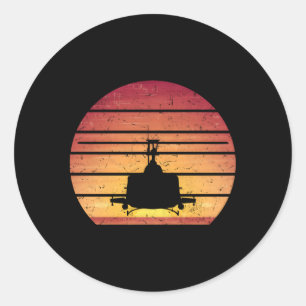 Sticker Rond Euh-1 Huey Hélicoptère Style Vietnam Chopper