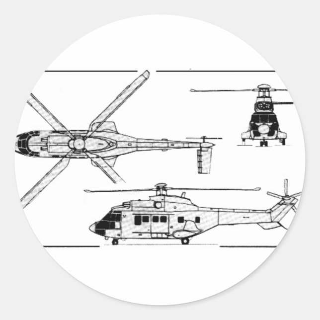 Sticker Rond Eurocopter-Super-Puma-SA-33 (Devant)