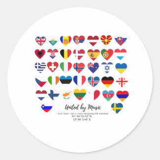 Sticker Rond Eurovision Songcontest 2024 T-shirt Unisex Sweden