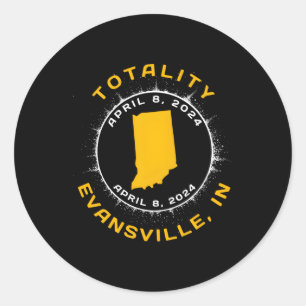 Sticker Rond Evansville Indiana Solar Eclipse 8 avril 2024 Tota