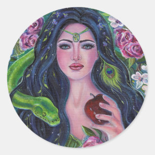Sticker Rond Eve dans le jardin de la pomme python Eden par Ren