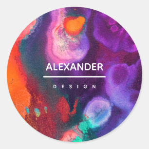 Sticker Rond Éveil des couleurs Conception d'expression abstr