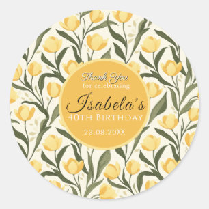Sticker Rond Événement d'anniversaire sur le thème de la tulipe