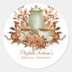Sticker Rond Événement personnalisé Boho Terracotta Floral Sage