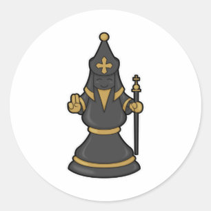 Sticker Rond Évêque aux échecs avec le personnel