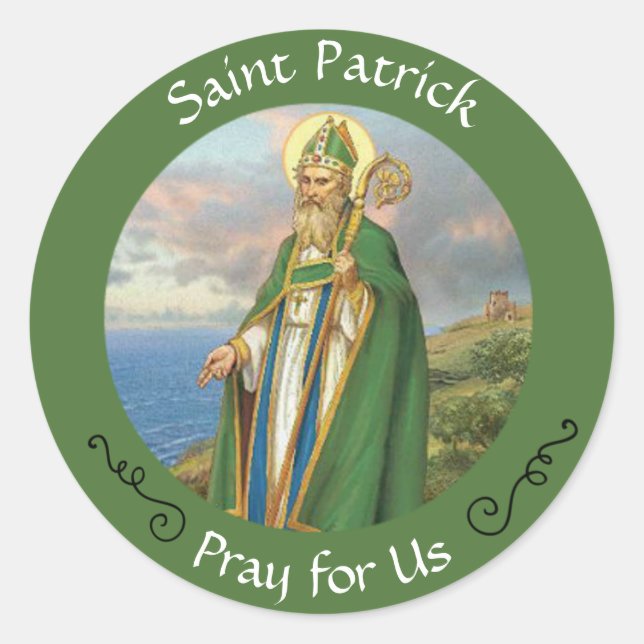 Sticker Rond Évêque catholique Saint Patrick (Devant)