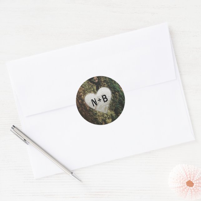 Sticker Rond Evermore | Mariage de monogramme de la forêt fée e (Enveloppe)