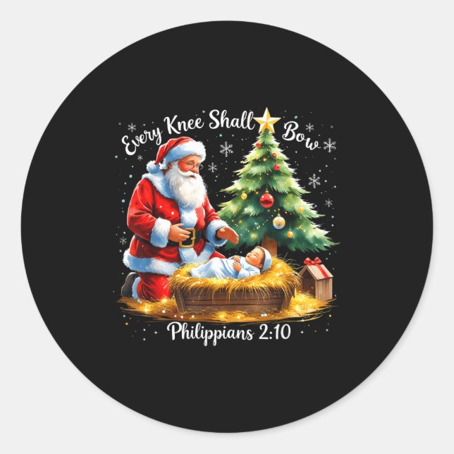 Sticker Rond Every Knee Shall Bow Philipans 2_10 Christmas  (Devant)