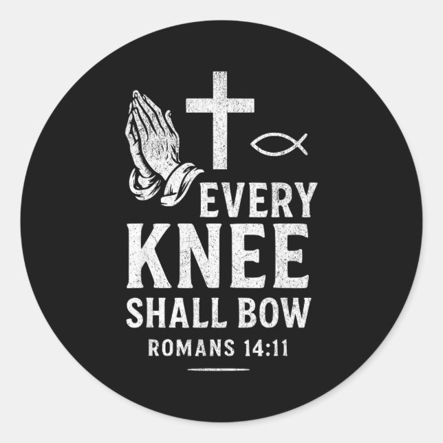 Sticker Rond Every Knee Shall Fall Romans 14_11  (Devant)