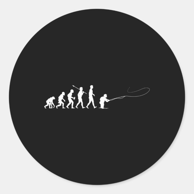 Sticker Rond Évolution De La Pêche À La Mouche (Devant)