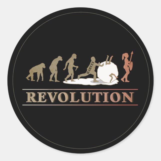Sticker Rond Evolution de l'homme Révolution des femmes ID462 (Devant)