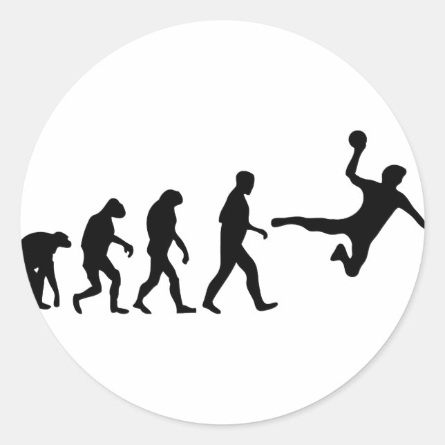 Sticker Rond évolution du handball (Devant)