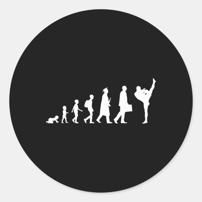 Sticker Rond Évolution Du Kickboxing (Devant)