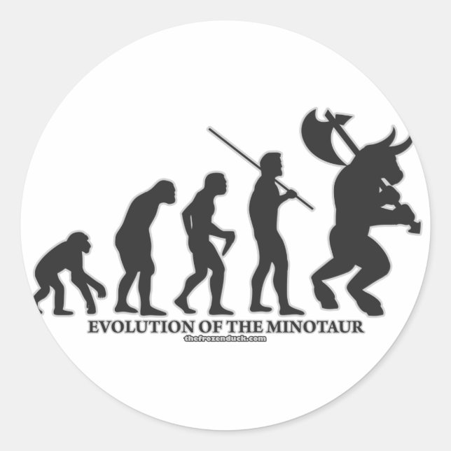 Sticker Rond Évolution du MInotaur (Devant)