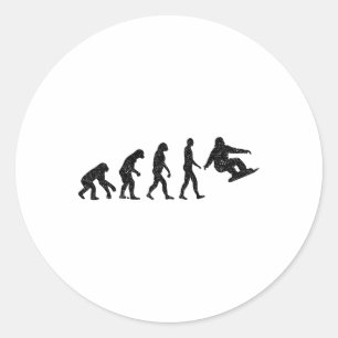 Sticker Rond Évolution du snowboard - Amateurs de snowboard Hiv
