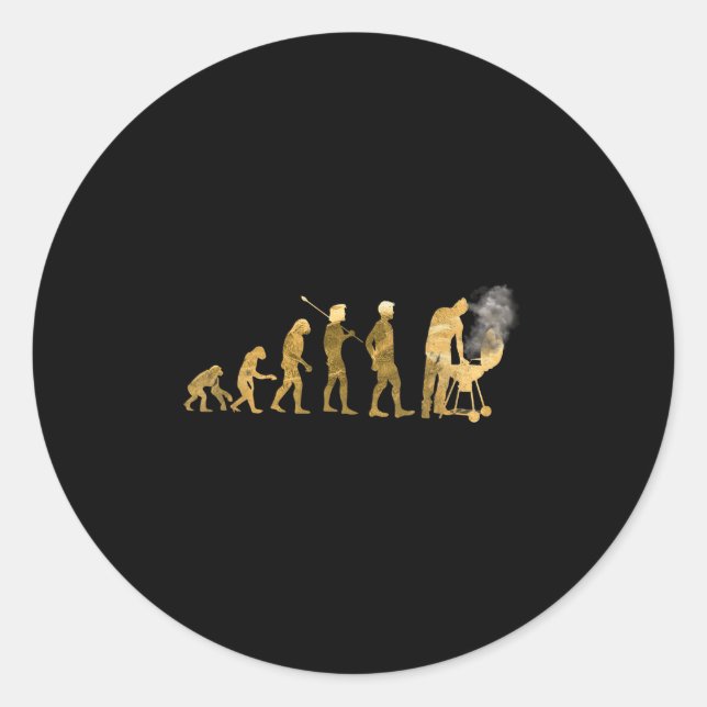 Sticker Rond Évolution Grill Master Bbq Funny Grilling Famai (Devant)