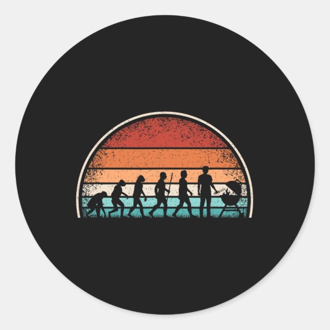 Sticker Rond Evolution Grilling Funny Barbecue Retro Grill Rbec (Devant)