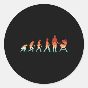 Sticker Rond Evolution Grilling Funny Barbecue Retro Grill Rbec