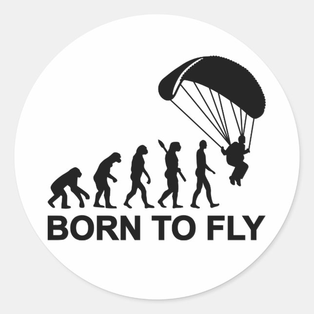 Sticker Rond Evolution Skydiving né à voler (Devant)