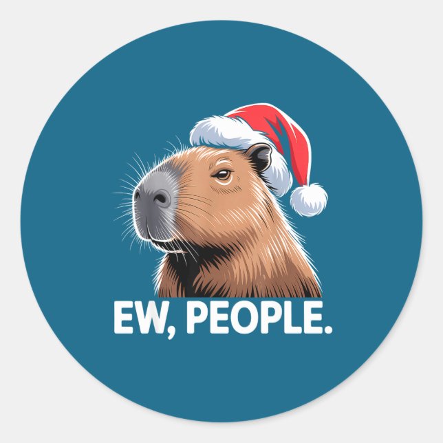 Sticker Rond Ew People Capybara Christmas Humor  (Devant)