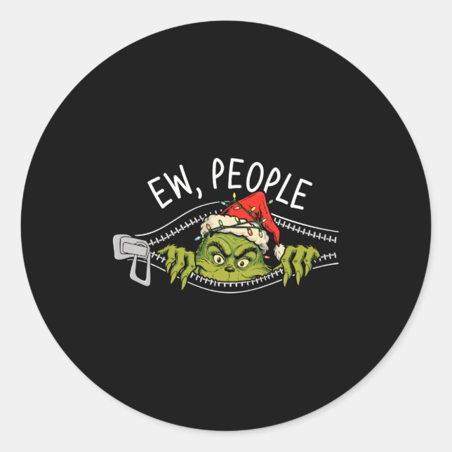 Sticker Rond Ew People Xmas Funny Santa Sarcastic Anti Social I (Devant)