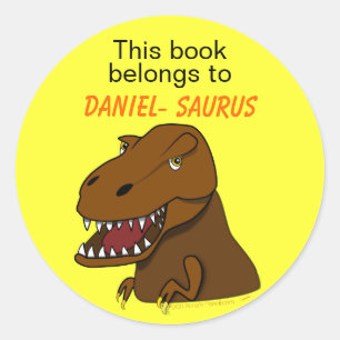 Sticker Rond Ex-libris de coutume de dinosaure de Rex de