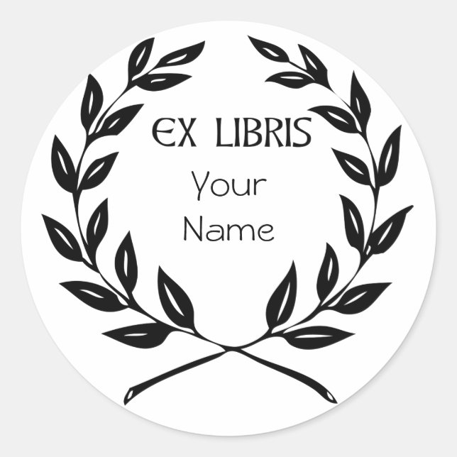 Sticker Rond Ex Libris Olive Leaf livre cadeau pour les lecteur (Devant)