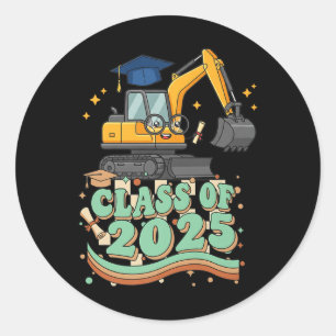 Sticker Rond Excavateur Graduate Cl De 2025 Enfants Hommes Femm